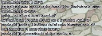 Une conversation entre des joueurs ayant remarqué l'arrivée imminente d'Arcain, « Le Démon de l'Acte 4 ».