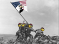 Soldats de la section Américaines hissant un drapeau